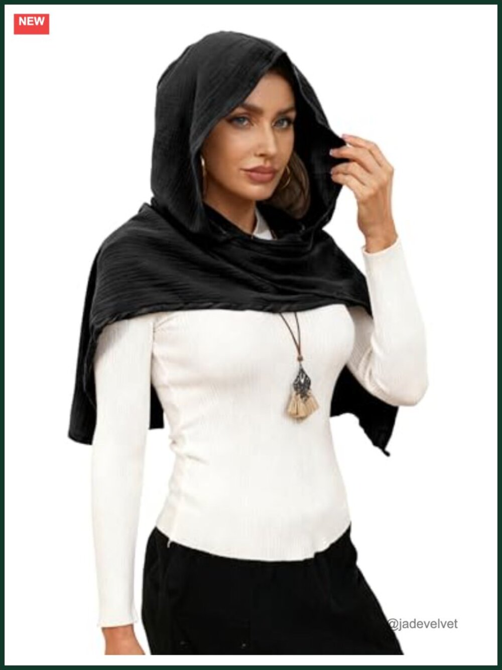 Hooded Scarf Cape 3-in-1 Cotton Linen Blend Medieval Steampunk